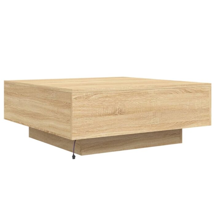 Table basse avec lumières LED chêne sonoma 80x80x31 cm – Image 7