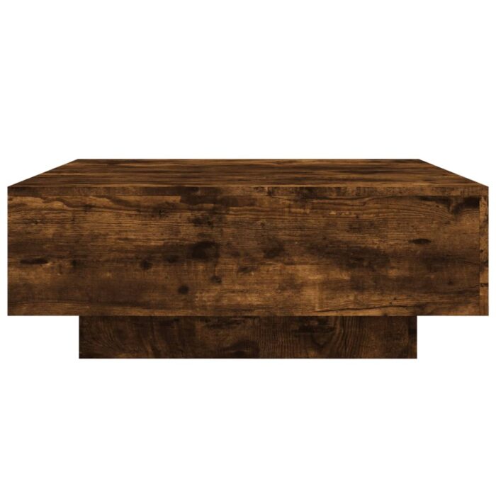 Table basse avec lumières LED chêne fumé 80x80x31 cm – Image 6