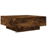 Table basse avec lumières LED chêne fumé 80x80x31 cm – Image 7