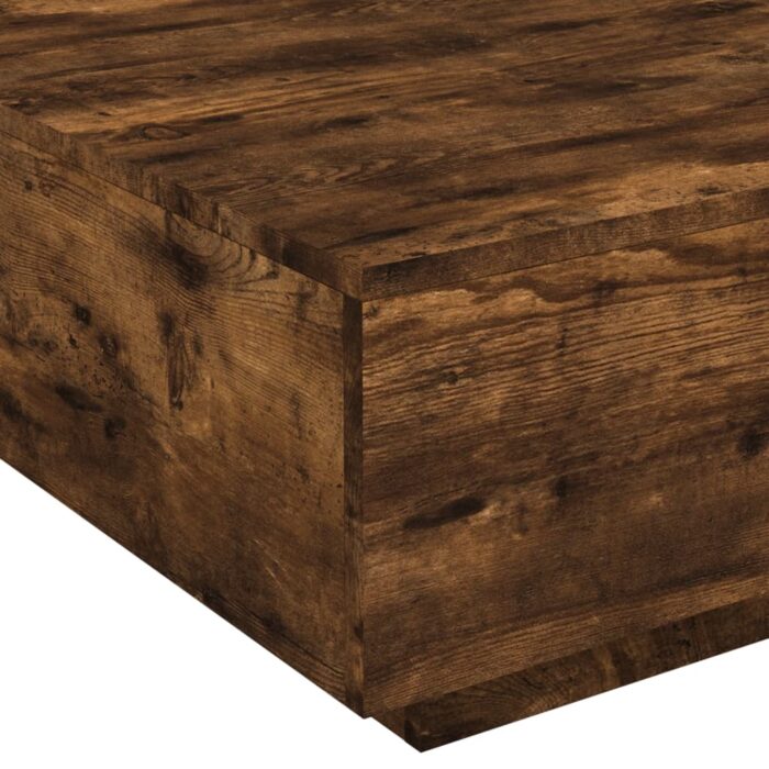 Table basse avec lumières LED chêne fumé 80x80x31 cm – Image 8