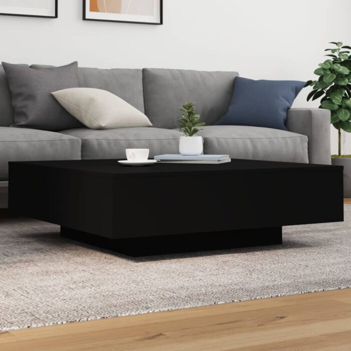Table basse noir 100x100x31 cm bois d'ingénierie – Image 1