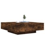 Table basse chêne fumé 100x100x31 cm bois d'ingénierie – Image 2