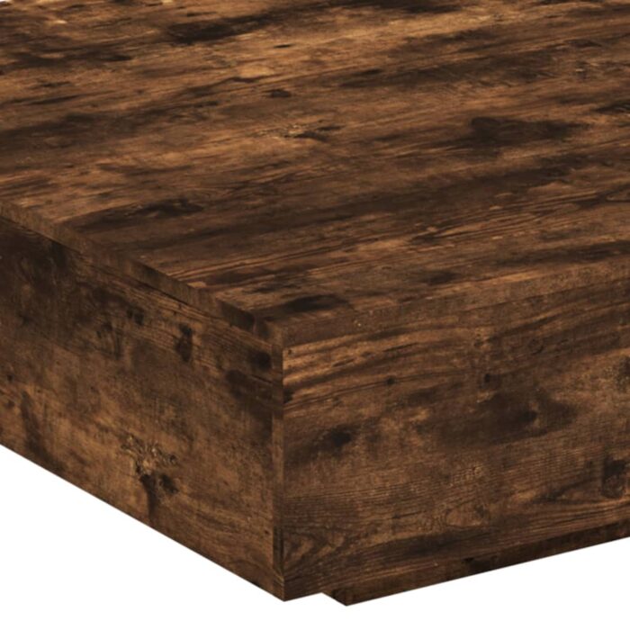 Table basse chêne fumé 100x100x31 cm bois d'ingénierie – Image 6