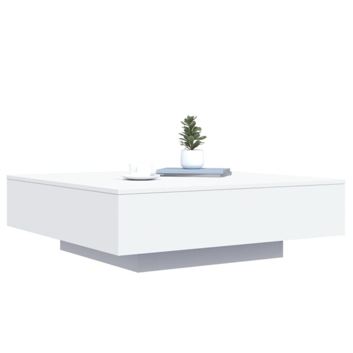 Table basse avec lumières LED blanc 100x100x31 cm – Image 3