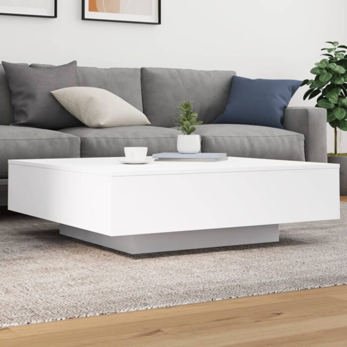 Table basse avec lumières LED blanc 100x100x31 cm – Image 1