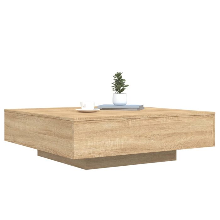 Table basse avec lumières LED chêne sonoma 100x100x31 cm – Image 3