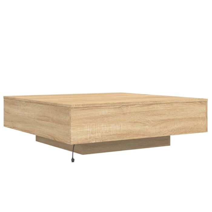 Table basse avec lumières LED chêne sonoma 100x100x31 cm – Image 6