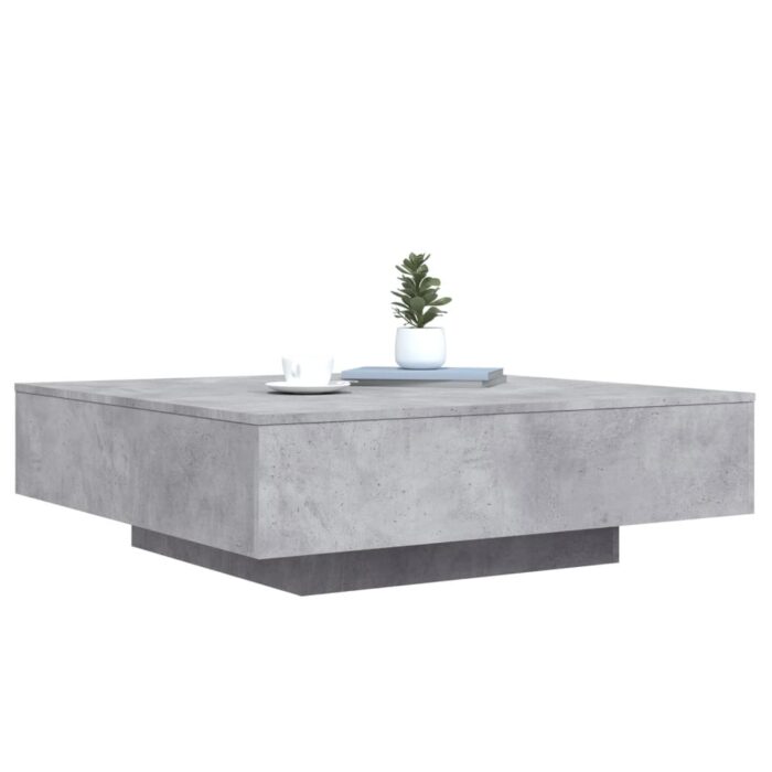 Table basse avec lumières LED gris béton 100x100x31 cm – Image 3