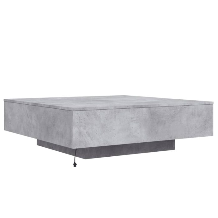 Table basse avec lumières LED gris béton 100x100x31 cm – Image 6