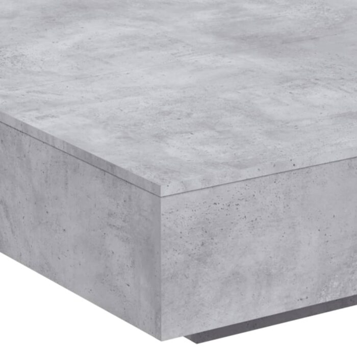 Table basse avec lumières LED gris béton 100x100x31 cm – Image 7