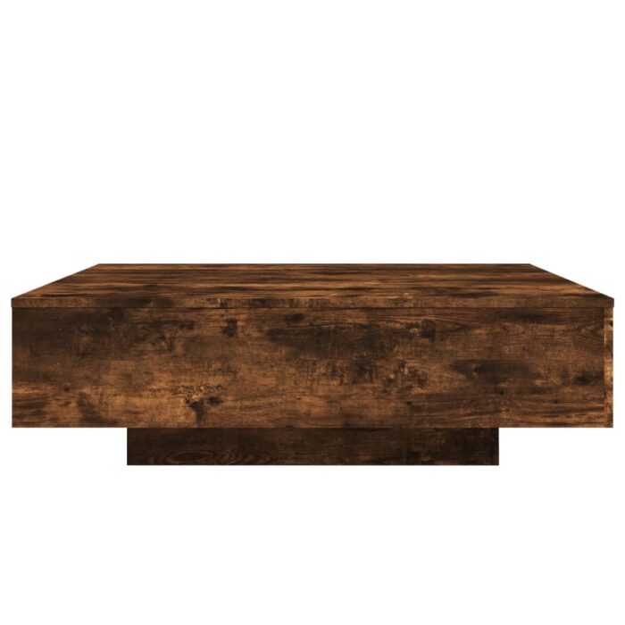 Table basse avec lumières LED chêne fumé 100x100x31 cm – Image 4