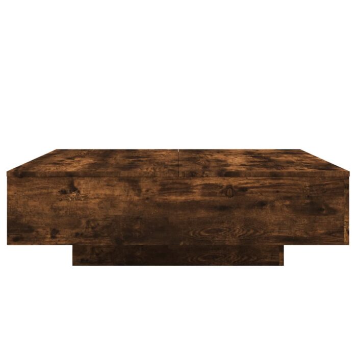 Table basse avec lumières LED chêne fumé 100x100x31 cm – Image 5