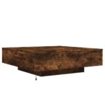 Table basse avec lumières LED chêne fumé 100x100x31 cm – Image 6