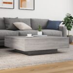 Table basse avec lumières LED sonoma gris 100x100x31 cm – Image 2
