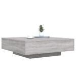 Table basse avec lumières LED sonoma gris 100x100x31 cm – Image 3