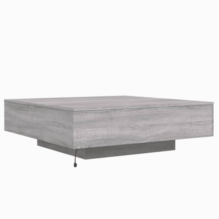 Table basse avec lumières LED sonoma gris 100x100x31 cm – Image 6