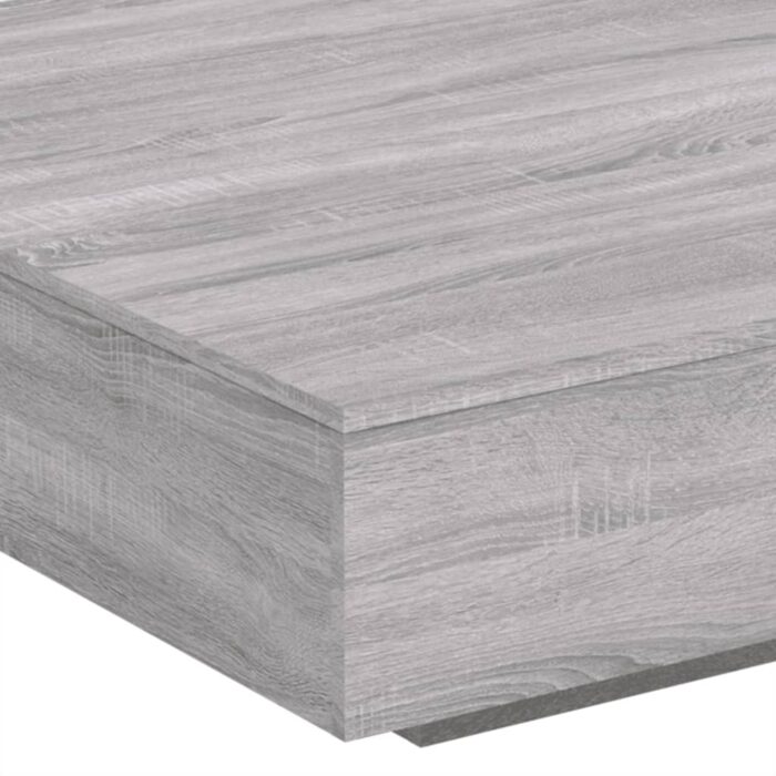 Table basse avec lumières LED sonoma gris 100x100x31 cm – Image 7