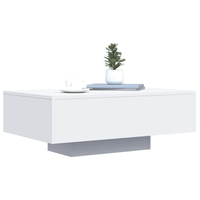 Table basse avec lumières LED blanc 85x55x31 cm – Image 3