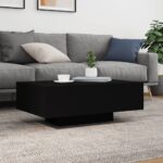 Table basse avec lumières LED noir 85x55x31 cm – Image 2