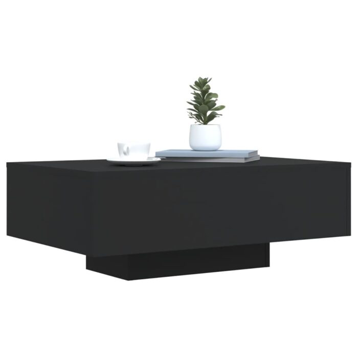 Table basse avec lumières LED noir 85x55x31 cm – Image 3