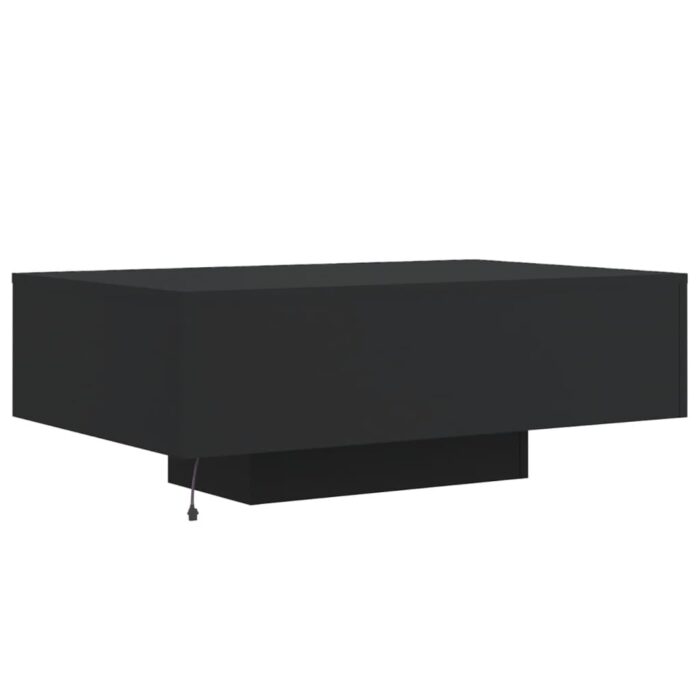 Table basse avec lumières LED noir 85x55x31 cm – Image 6