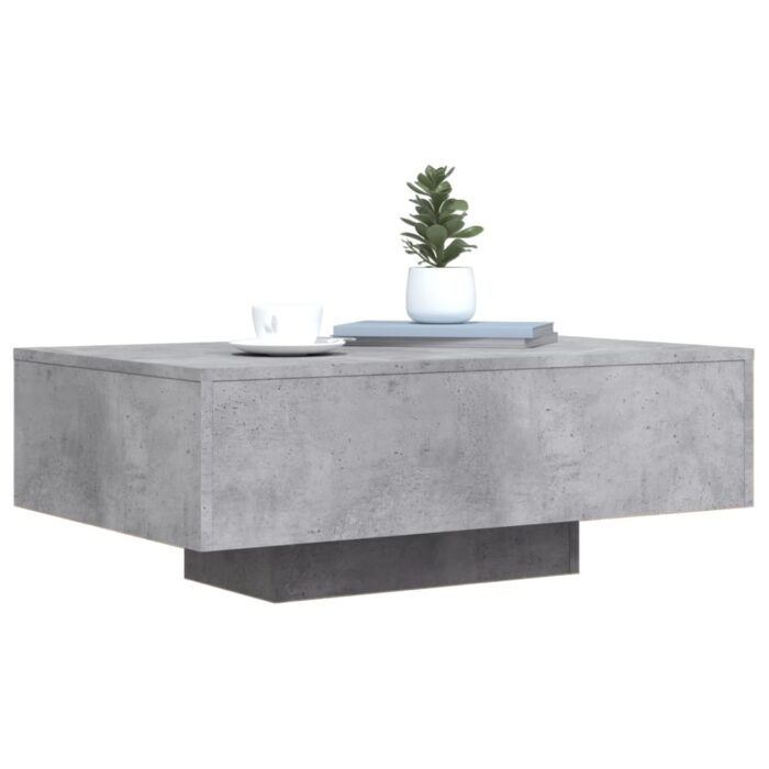 Table basse avec lumières LED gris béton 85x55x31 cm – Image 3