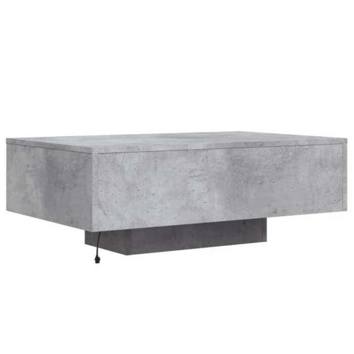 Table basse avec lumières LED gris béton 85x55x31 cm – Image 6