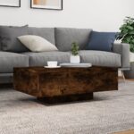 Table basse avec lumières LED chêne fumé 85x55x31 cm – Image 2