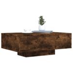 Table basse avec lumières LED chêne fumé 85x55x31 cm – Image 3