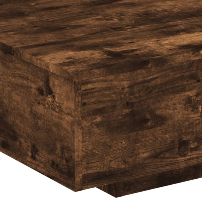 Table basse avec lumières LED chêne fumé 85x55x31 cm – Image 7
