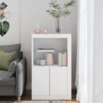 Armoire latérale avec éclairage LED blanc bois d'ingénierie – Image 2