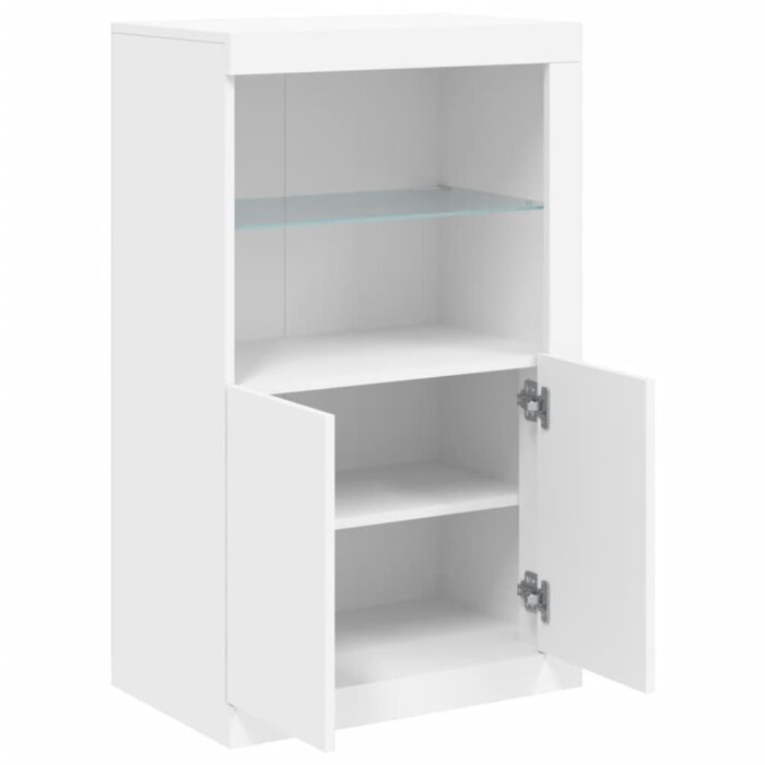 Armoire latérale avec éclairage LED blanc bois d'ingénierie – Image 4