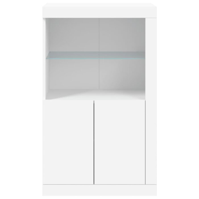 Armoire latérale avec éclairage LED blanc bois d'ingénierie – Image 5