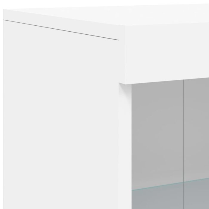 Armoire latérale avec éclairage LED blanc bois d'ingénierie – Image 9