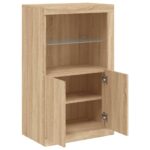 Armoire latérale avec lumières LED chêne sonoma – Image 4