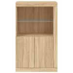 Armoire latérale avec lumières LED chêne sonoma – Image 5