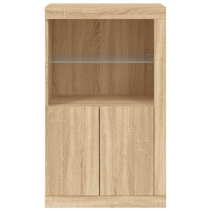 Armoire latérale avec lumières LED chêne sonoma – Image 5