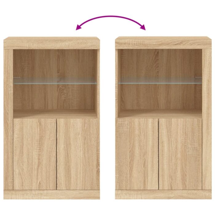 Armoire latérale avec lumières LED chêne sonoma – Image 8