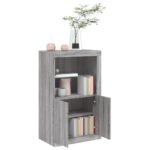 Armoire latérale et lumières LED sonoma gris bois d'ingénierie – Image 3