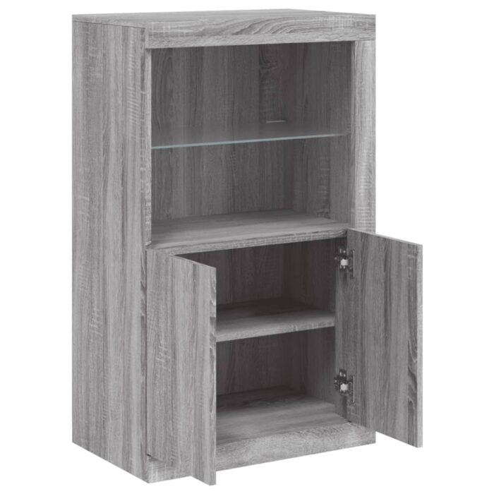 Armoire latérale et lumières LED sonoma gris bois d'ingénierie – Image 4