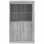 Armoire latérale et lumières LED sonoma gris bois d'ingénierie – Image 5