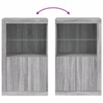 Armoire latérale et lumières LED sonoma gris bois d'ingénierie – Image 8