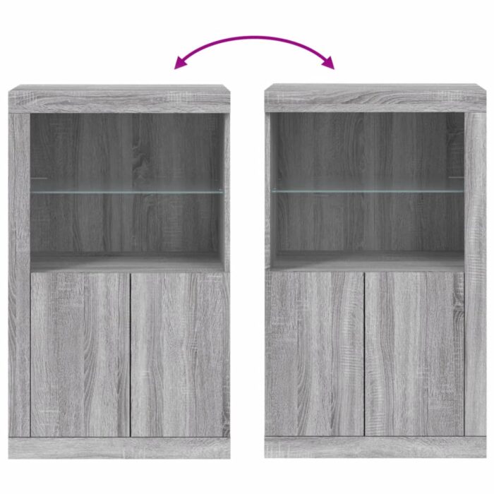 Armoire latérale et lumières LED sonoma gris bois d'ingénierie – Image 8