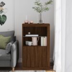 Armoire latérale avec lumières LED chêne marron bois ingénierie – Image 2