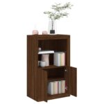 Armoire latérale avec lumières LED chêne marron bois ingénierie – Image 3