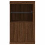 Armoire latérale avec lumières LED chêne marron bois ingénierie – Image 5