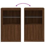 Armoire latérale avec lumières LED chêne marron bois ingénierie – Image 8