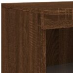 Armoire latérale avec lumières LED chêne marron bois ingénierie – Image 9