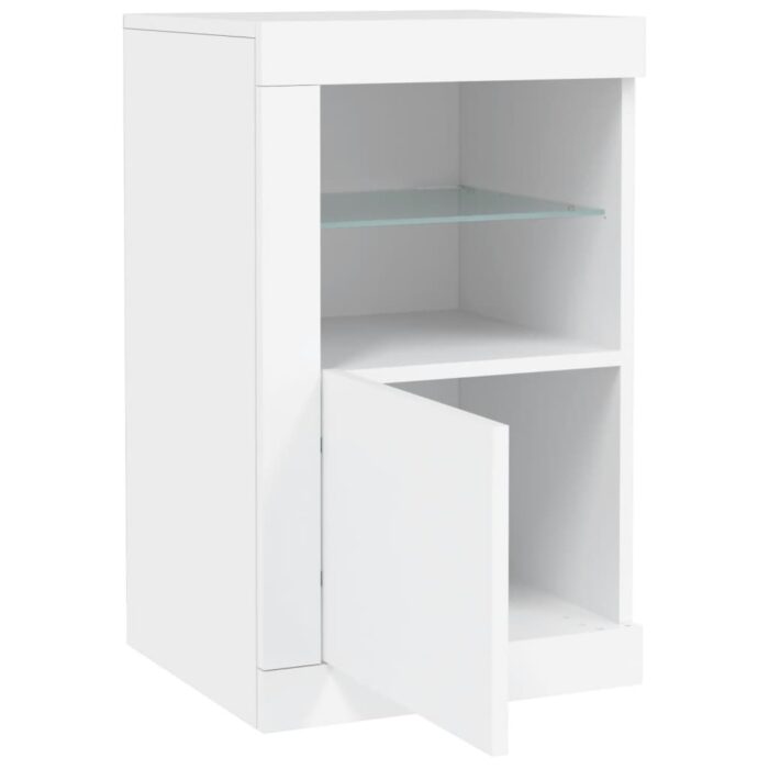 Armoire latérale avec éclairage LED blanc bois d'ingénierie – Image 4
