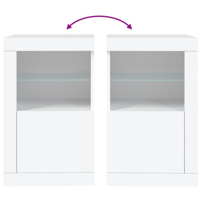 Armoire latérale avec éclairage LED blanc bois d'ingénierie – Image 8